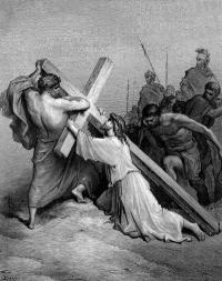 Симон из Кирены принимает крест Иисуса
